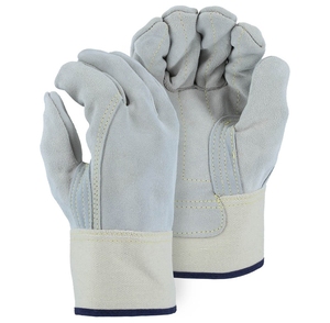 Guantes de aparejo canadienses Cuero de vaca resistente Protección industrial dividida Guantes de trabajo de seguridad Protección de brazo de mano de calor - Product Image 1