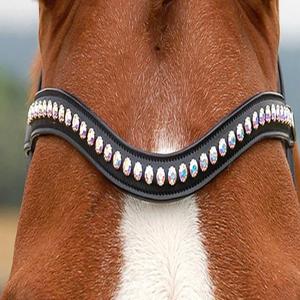 Best Quality Custom Horse Riding Crystals Rhinestones Decorative Leather Horse Brow Band Diamond Dressage Brow Band Best Price - Product Image 3