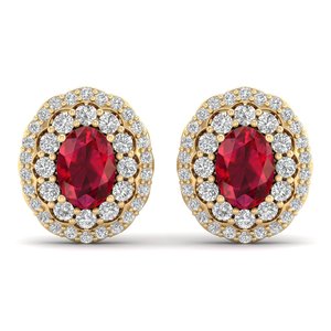 REYES Boucles d'oreilles en pierre précieuse rubis de 1.52 carats Bijoux de mode pour femmes en or 14K/18K étincelant avec diamant pour fêtes et cadeaux - Product Image 6