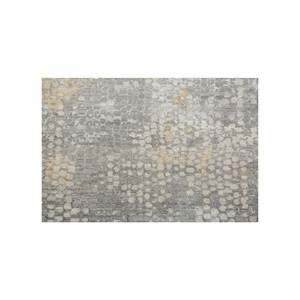 Alfombras de Lana y Seda de Bambú Anudadas a Mano en Gris y Negro, Diseño Teoría del Caos-Esk-404, Tapetes de Cocina - Product Image 3