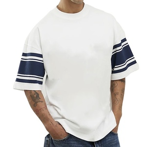 Customized Knitted Cotton Jersey Material <b>Down</b> Shoulder Streetwear Unisex Loose Fit T-Shirt Wholesale Summer Clothes Blank - Product Image 2