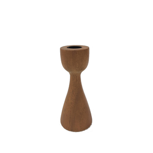 Bougeoir conique en bois brun fini pour mariage à la maison éclairage de table de noël décor fait à la main en vrac - Product Image 2