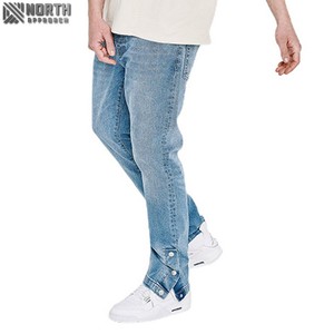 กางเกงยีนส์ผู้ชายสีม่วงสำหรับผู้ชายกางเกงยีนส์แบบกระดุมด้านข้างออกแบบโลโก้ได้ตามต้องการ - Product Image 3