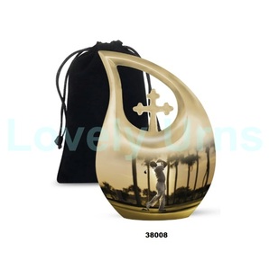 Hermosa urna de cremación de lágrima de aluminio negro de Golf para adultos para cenizas humanas, urna funeraria cruzada decorativa con bolsa de terciopelo gratis - Product Image 5