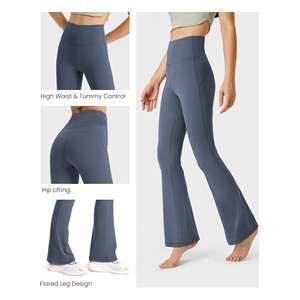 Mallas de gimnasio de cintura alta para mujer, pantalones de Yoga con patrón sólido para glúteos, ropa de entrenamiento deportivo - Product Image 1