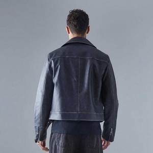High Street Trendy Outfit Veste en cuir de motard pour hommes Beau look Taille réglable Veste en cuir pour hommes fabriquée en usine - Product Image 4