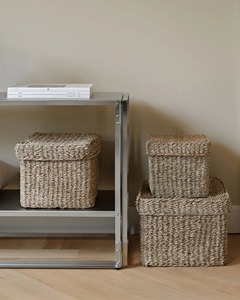 <b>Small</b> Gaya <b>Basket</b> Box <b>with</b> <b>Lid</b> Handmade Storage Box Eco-Friendly Natural Home and Home Decor Wholesale from Vietnam - Product Image 4
