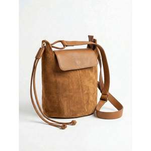 Bolso de Hombro Suave en Gamuza Genuina y Cuero Dollaro - Hecho en Italia - Art. 26074 - Product Image 1