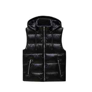 Nueva llegada de moda de invierno desgaste de cuello alto largo con capucha Puffer chaqueta chaleco medio sin mangas de los hombres sin mangas Puffer chaquetas - Product Image 4