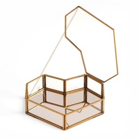 Boîte en verre de forme personnalisée en gros lot de 3 articles de table porte-bijoux en métal fournitures de conteneur de bijoux décoratifs faits à la main