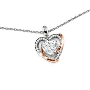 Collier personnalisé Jeulia Classic Amore - Diamant Moissanite en forme de cœur, chaîne plaquée or, sertissage griffe, cadeau de fiançailles tendance - Product Image 3