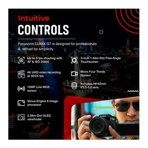 LUMIX G7 Digital <b>Camera</b> with 14-42mm F/3.5-5.6 Zoom Lens Professional On-<b>Camera</b> Video Microphone Accessories Included - Product Image 4