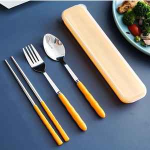 Stainless Steel Portable Tableware <b>Chopsticks</b> Fork Spoon <b>Set</b> Silver from india manufacturer - Product Image 5