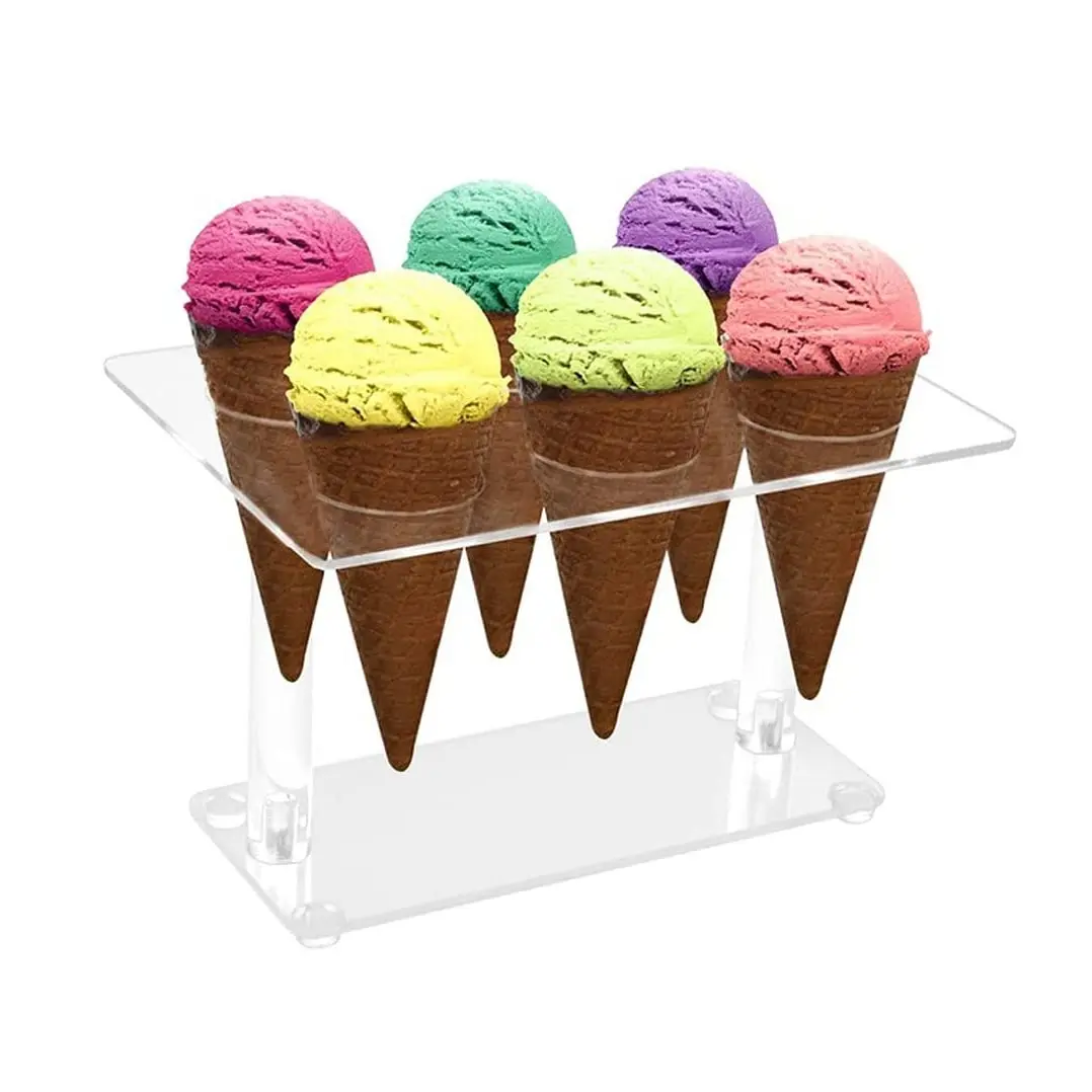 Fantezi akrilik dondurma standı üstün kalite el yapımı dondurma tutucu özelleştirilmiş şekli düşük fiyat dondurma standı