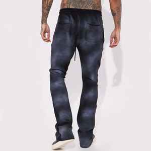 Pantalon de survêtement évasé vintage personnalisé délavé à l'acide pour hommes respirant confortable taille moyenne mélange polyester/coton délavé au soleil en détresse - Product Image 6
