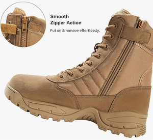 Bottes de travail pour hommes avec fermeture éclair latérale de 8 pouces, style tactique, bottes de moto et de plein air - Product Image 4