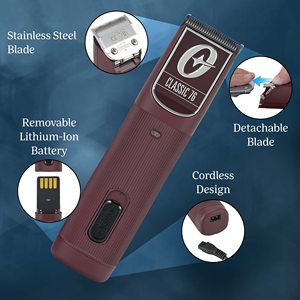 Cortadora de Pelo Inalámbrica Clásica 76 para Barberos, Cuchilla Desmontable de Acero Inoxidable, Idioma Francés, Alimentación USB - Product Image 1