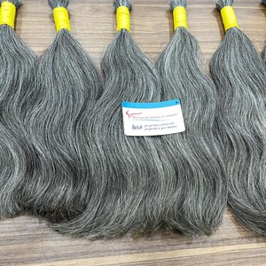 2024 vente chaude de haute qualité naturel gris Remy Extensions de cheveux en vrac droite cheveux humains bruts non transformés - Product Image 5