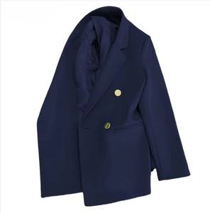 Chaqueta tejida con doble botonadura para mujer con estilo, chaqueta Formal de poliéster ligero 2025, diseño de ropa de oficina de verano con frente abierto - Product Image 3