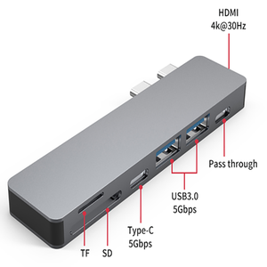 듀얼 C 7 in 1 USB 3.0 HDMI 타입 C SD TF 카드 USB 도킹 스테이션 - Product Image 2