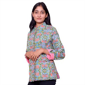 Veste matelassée en flanelle pour femmes, bloc de main imprimé, rembourré avec une couche de coton doux, à vendre, meilleur prix - Product Image 5