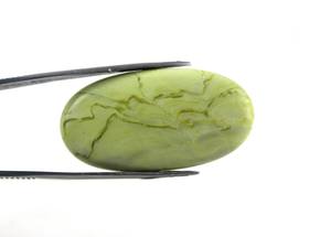 พลอยเซอร์เพนทีนธรรมชาติ60กะรัตสีเขียวอ่อนรูปไข่ทรงรีอัญมณีหลวมเครื่องประดับในห่อลวดเรียบ - Product Image 4