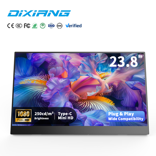23.8 Inch Portable Monitor IPS 1080P FHD 250cd/m2 Type-C Mini HD Plug and Play External Display for Laptop Desktop Home Office