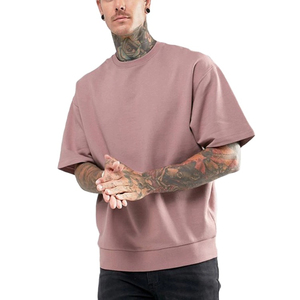 Camiseta de algodón peinado de 220Gsm para hombre, camiseta lavada de gran tamaño de manga corta de peso pesado, Material de lona 100%, suministro ODM - Product Image 1