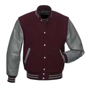 Chaqueta de Béisbol Multicolor para Hombre OEM ODM, Chaqueta Universitaria Transpirable de Tela 100% Algodón con Mangas de Cuero Blanco para Hombre - Product Image 5