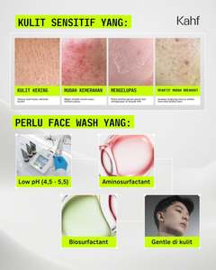 OEM ODM Kahf Bright Revitalizing AminoGel Limpiador Facial 100 ml Suave con pH Bajo Iluminador 15x aminoácidos pantenol gluconolactona - Product Image 5
