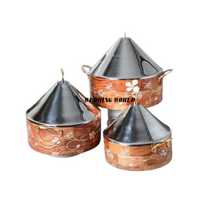 <b>Set</b> of Two Metal Hotpot Available in Custom Color Round Shape Designer Casserole Hotel Ware Hot Selling Metal Food Warmer - Product Image 6