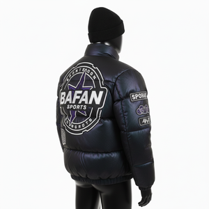 Veste matelassée pour homme de qualité supérieure, tissu en polyester haute densité GSM, noir gris, panneaux matelassés, logo personnalisé, veste matelassée pour homme - Product Image 5