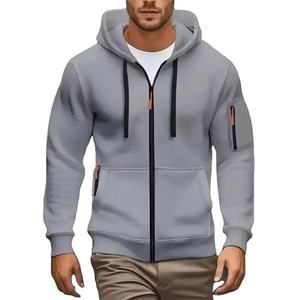 Sudadera con Capucha y Cremallera de Color Sólido para Hombre con Bolsillos Laterales, Ropa Casual de Manga Larga con Cierre Completo - Product Image 2