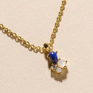 Colgante de Plata S925 Bañado en Oro de 14K con Lapislázuli Natural, Ópalo Australiano, Piedra Lunar y Circonita Cúbica, Personalizable para Venta al por Menor, OEM y ODM - Product Image 2