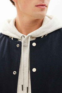 Chaqueta Varsity para Hombre, Estilo Urbano, con Cuello Alto, 100% Lana, Transpirable, para Invierno, Servicio Personalizado OEM - Product Image 2