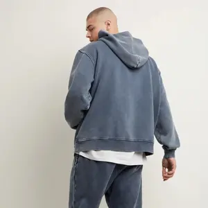 Nouvelle arrivée 80% coton 20% polyester épaules tombantes pull noir surdimensionné hommes à capuche disponible en vrac - Product Image 2