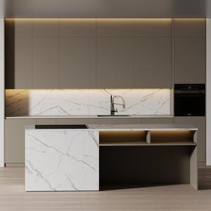 KEJIA Armoire de cuisine moderne et personnalisée en mélamine MDF avec îlot en pierre et <span class=keywords><strong>four</strong></span> encastré pour meubles de cuisine à domicile - Product Image 3