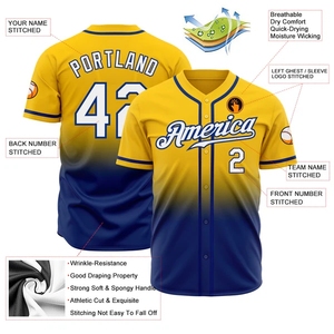 Custom Authentic Royal White-Gold Baseball Jersey Sets Botón de moda Faded Design Tackle Twill Impresión por sublimación - Product Image 2