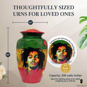Urne funéraire personnalisée de style européen avec portrait imprimé et motifs artistiques colorés, urne de crémation écologique de 10 pouces - Product Image 4