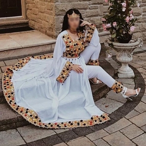 Color blanco hermoso vestido largo de talla grande para mujer vestido afgano para vestidos de boda y fiesta ropa tradicional para mujer - Product Image 1