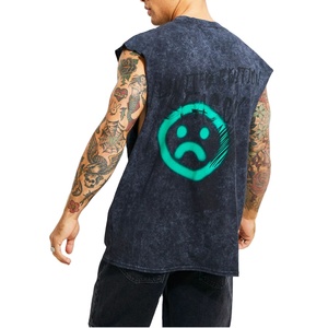 Débardeur vintage en coton 100% de haute qualité, personnalisable, effet délavé, respirant, pour homme, vêtements de sport, sans manches. - Product Image 4