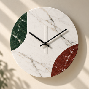 <b>Large</b> Art Deco Quartz Wall <b>Clock</b>-Tricolor Marble Design for Living Room - Product Image 1