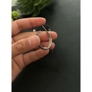 Zuni Trendy Sterling <b>Silver</b> Post Dangle <b>Hoop</b> Earrings with Pearl and Diamond for Weddings Parties and Gifts - Product Image 5