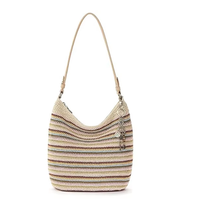 Bolsos de hombro de macramé hechos en India para damas monedero de patrón cuadrado de ganchillo tejido de moda para la venta - Product Image 5