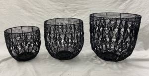 Set of 3-Piece Handmade Black/Gold Iron Metal <b>Christmas</b> <b>Lanterns</b> & Candle Jars Powder Coated Steel Home Decorations - Product Image 2