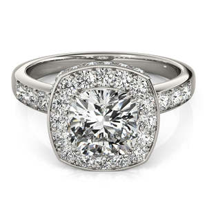 14K <b>White</b> Gold <b>Cushion</b> Cut Halo Diamond Engagement Ring 1.34ct Diamond Jewelry - Product Image 4
