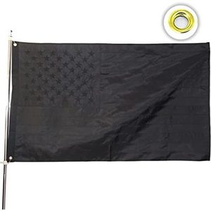 Drapeaux américains noirs 3x5 pieds, drapeau américain entièrement noir brodé pour l'extérieur, fabriqué aux États-Unis, drapeau américain double face très résistant - Product Image 5