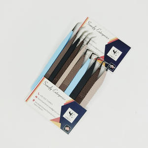 Pinzas de extensión de pestañas de aislamiento grande de etiqueta privada personalizadas 90 45 grados puntas de volumen de retención fuerte Acero inoxidable redondeado - Product Image 5