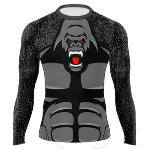 Custom Printed Compression Shirt Long Sleeve Surf Sports rash guards Custom Logo Polyester Sublimation Rash Guard for Men's - Product Image 1