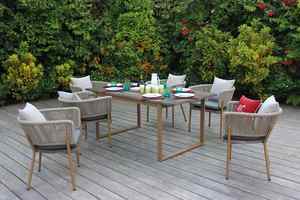 Juego de comedor de jardín moderno para patio con asientos cómodos - Product Image 5